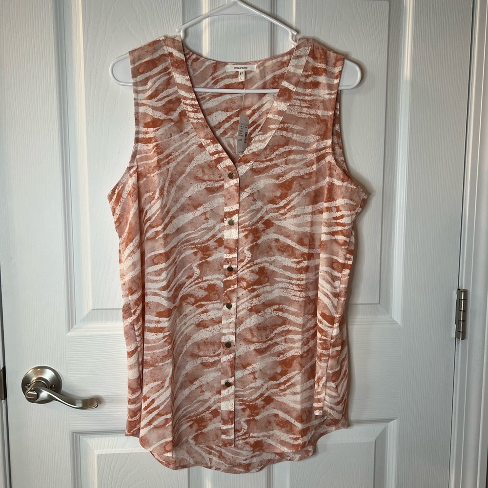 Maurice’s Madison Zebra Button Up Sleeveless Blouse Large